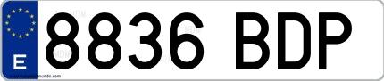 Ejemplo de matrícula española 8836 BDP