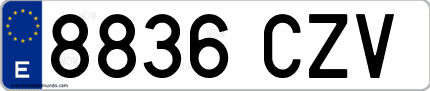 Ejemplo de matrícula de coche ordinaria 8836 CZV