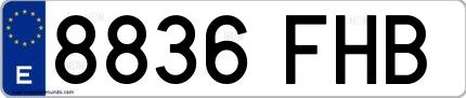 Ejemplo de matrícula española 8836 FHB