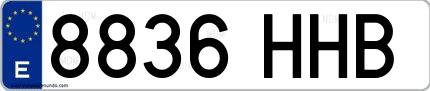 Ejemplo de matrícula española 8836 HHB