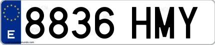 Ejemplo de matrícula española 8836 HMY
