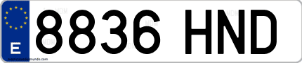 Ejemplo de matrícula de coche ordinaria 8836 HND