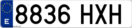 Ejemplo de matrícula de coche ordinaria 8836 HXH