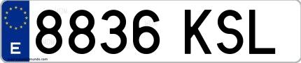 Ejemplo de matrícula española 8836 KSL