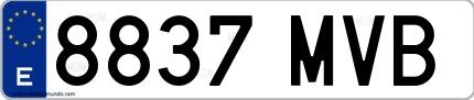 Ejemplo de matrícula española 8837 MVB