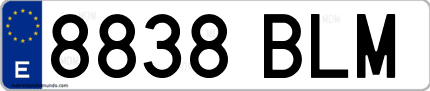Ejemplo de matrícula de coche ordinaria 8838 BLM