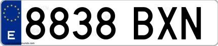 Ejemplo de matrícula española 8838 BXN