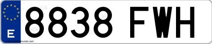Ejemplo de matrícula española 8838 FWH