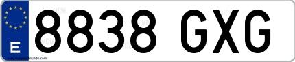 Ejemplo de matrícula española 8838 GXG