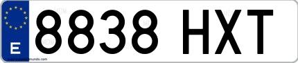 Ejemplo de matrícula española 8838 HXT