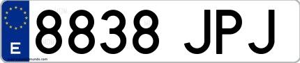 Ejemplo de matrícula española 8838 JPJ