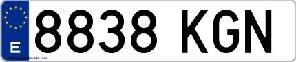 Ejemplo de matrícula española 8838 KGN