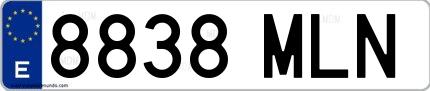 Ejemplo de matrícula española 8838 MLN