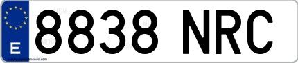 Ejemplo de matrícula española 8838 NRC