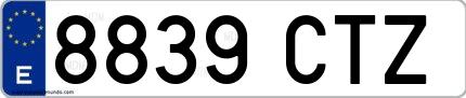 Ejemplo de matrícula española 8839 CTZ