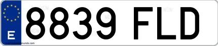 Ejemplo de matrícula española 8839 FLD