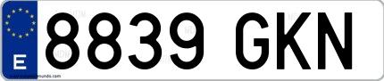 Ejemplo de matrícula española 8839 GKN