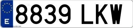 Ejemplo de matrícula española 8839 LKW
