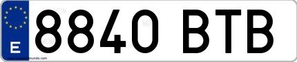 Ejemplo de matrícula española 8840 BTB