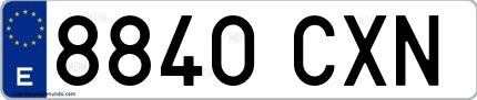 Ejemplo de matrícula española 8840 CXN