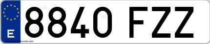 Ejemplo de matrícula española 8840 FZZ