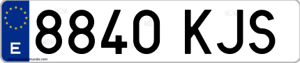 Ejemplo de matrícula de coche ordinaria 8840 KJS