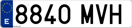 Ejemplo de matrícula de coche ordinaria 8840 MVH