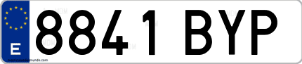 Ejemplo de matrícula de coche ordinaria 8841 BYP