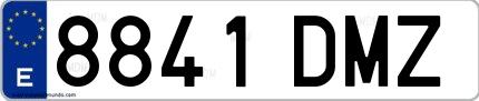 Ejemplo de matrícula española 8841 DMZ