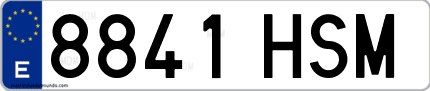 Ejemplo de matrícula de coche ordinaria 8841 HSM