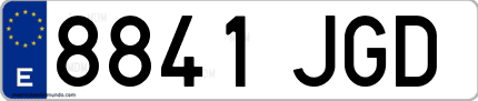 Ejemplo de matrícula de coche ordinaria 8841 JGD