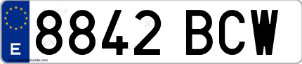 Ejemplo de matrícula de coche ordinaria 8842 BCW