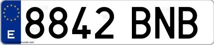 Ejemplo de matrícula española 8842 BNB