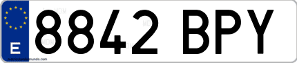 Ejemplo de matrícula de coche ordinaria 8842 BPY