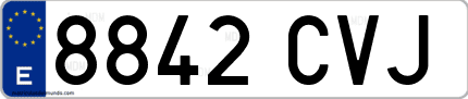 Ejemplo de matrícula de coche ordinaria 8842 CVJ