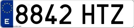 Ejemplo de matrícula española 8842 HTZ
