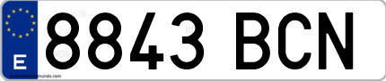 Ejemplo de matrícula de coche ordinaria 8843 BCN
