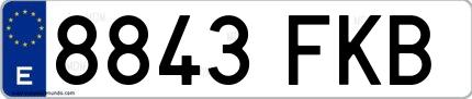 Ejemplo de matrícula española 8843 FKB