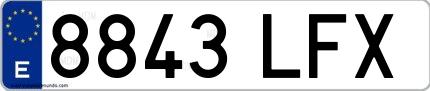 Ejemplo de matrícula española 8843 LFX