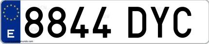 Ejemplo de matrícula española 8844 DYC