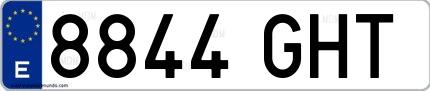 Ejemplo de matrícula española 8844 GHT