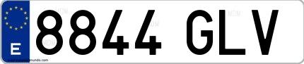 Ejemplo de matrícula española 8844 GLV