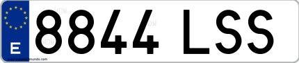Ejemplo de matrícula española 8844 LSS