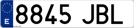 Ejemplo de matrícula de coche ordinaria 8845 JBL