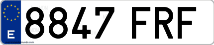 Ejemplo de matrícula de coche ordinaria 8847 FRF
