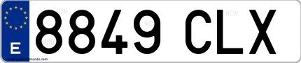 Ejemplo de matrícula española 8849 CLX