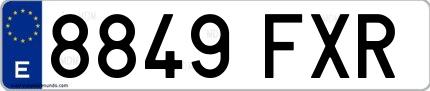Ejemplo de matrícula española 8849 FXR