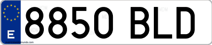 Ejemplo de matrícula de coche ordinaria 8850 BLD