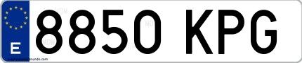 Ejemplo de matrícula española 8850 KPG