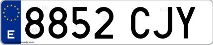 Ejemplo de matrícula española 8852 CJY